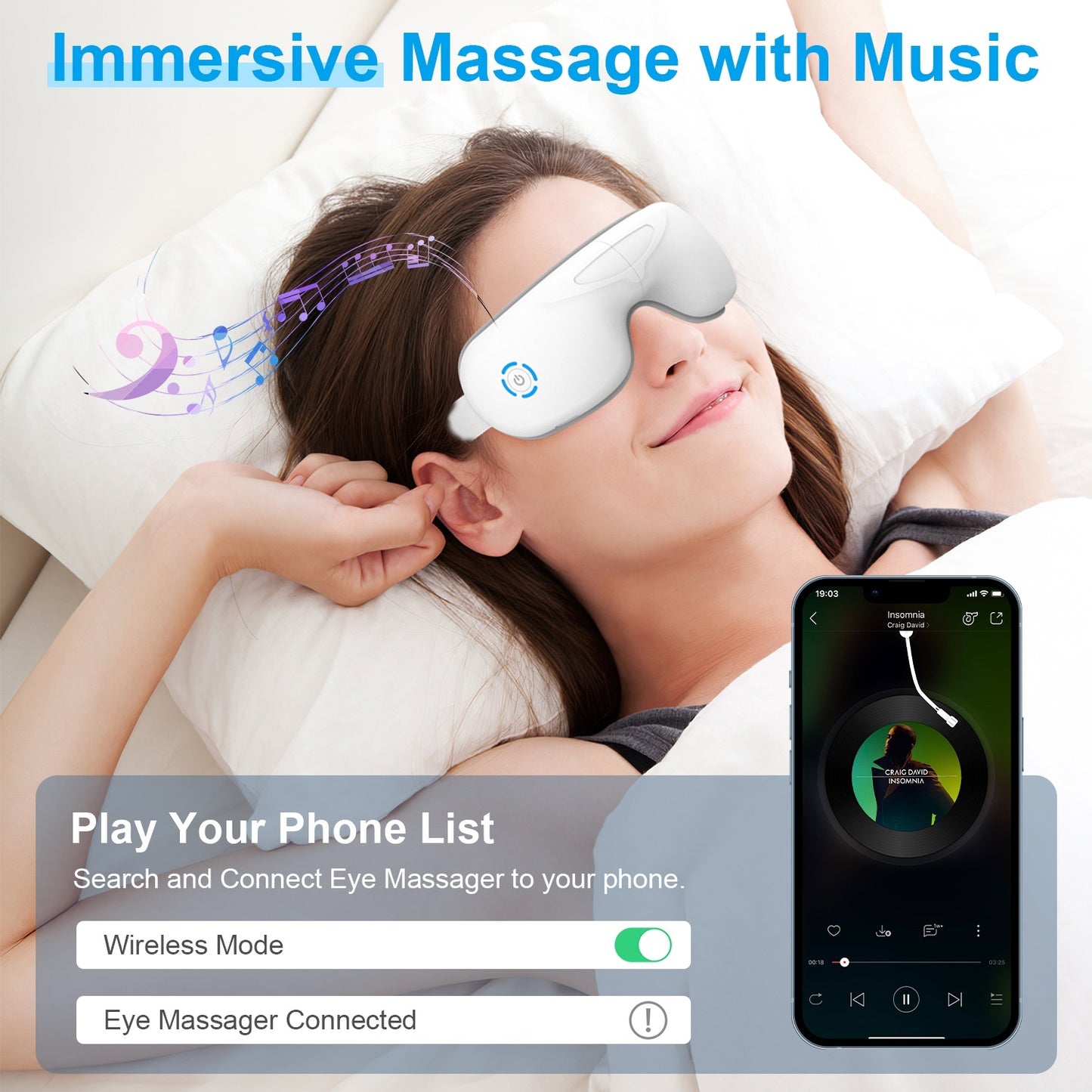 SwasthyCare Smart Eye Relaxation Mask – Heat, Air Pressure & Music